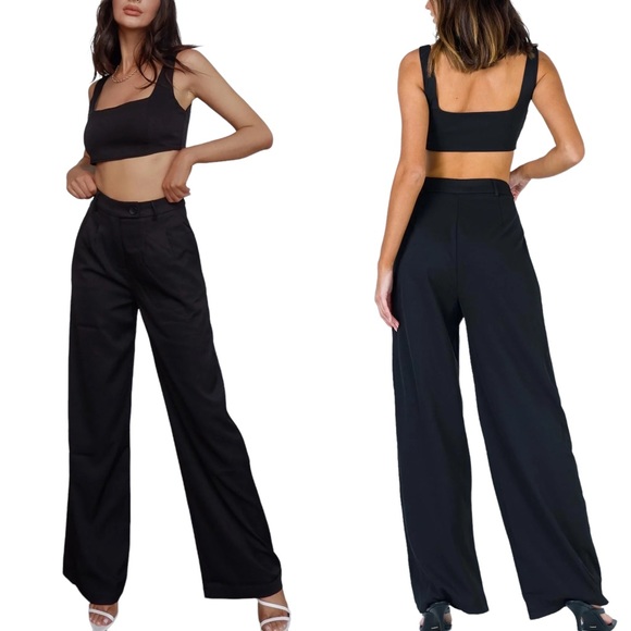Princess Polly Pants - PRINCESS POLLY HUXLEY BLACK WIDE LEG PANT SIZE 6